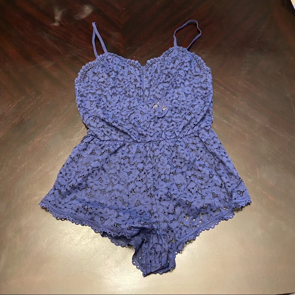 NWOT VS navy blue lace romper
